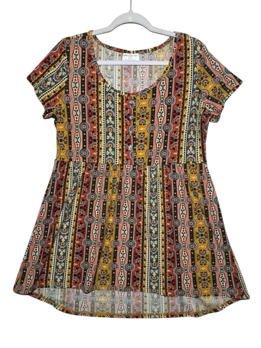Bobbie Brooks Babydoll Tunic Short Sleeve Top Size M